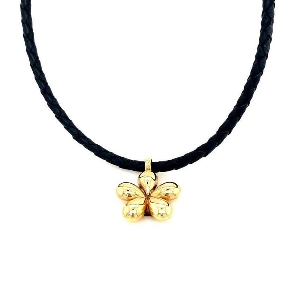 14k Flower Corded Necklace - Picture 1 of 8